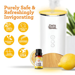 Diffuser releasing lemon essential oil aroma
