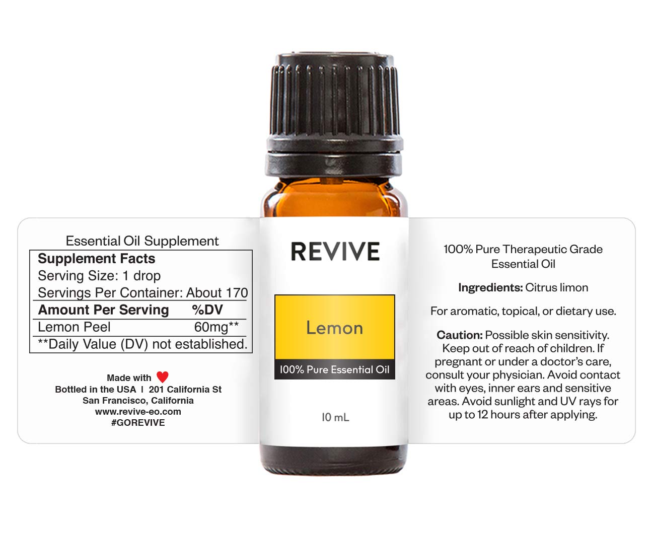 Close-up of lemon and glass dropper with lemon essential oil