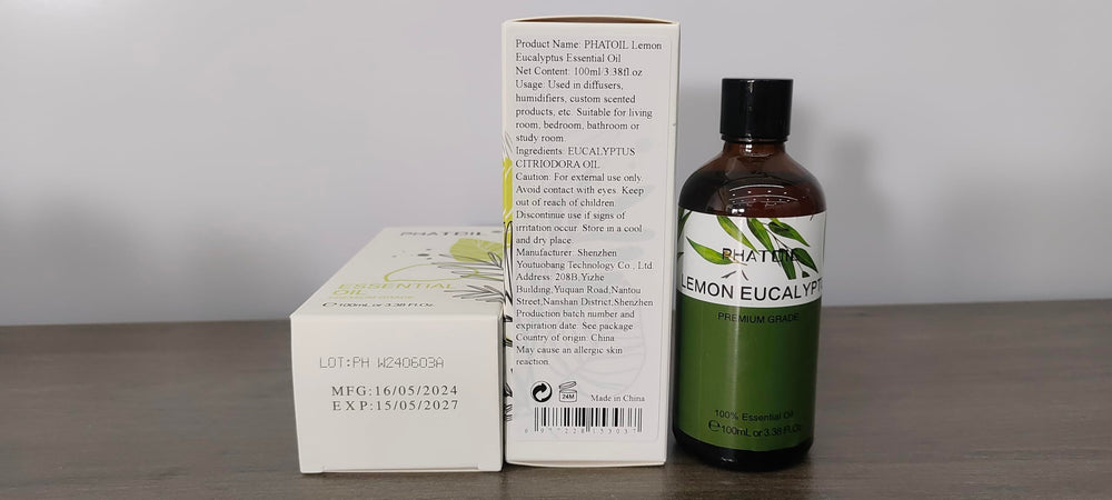 Amber bottle packaging of Lemon Eucalyptus essential oil
