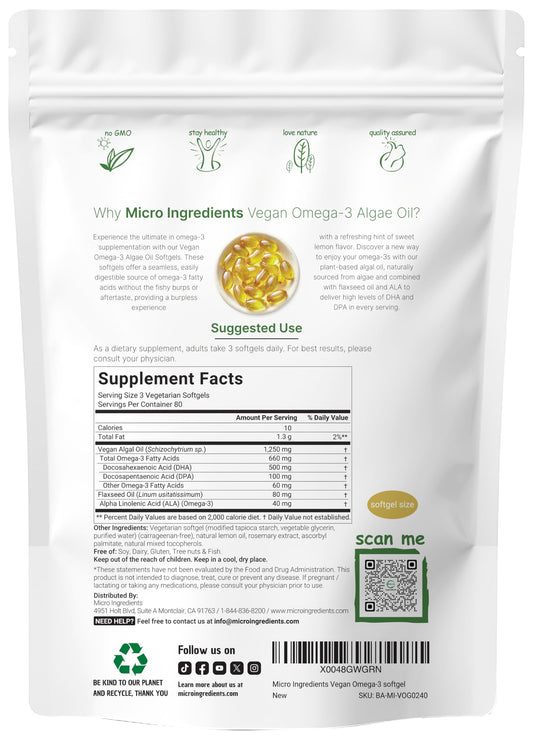Label showing lemon flavor with DHA 500 mg and DPA 100 mg