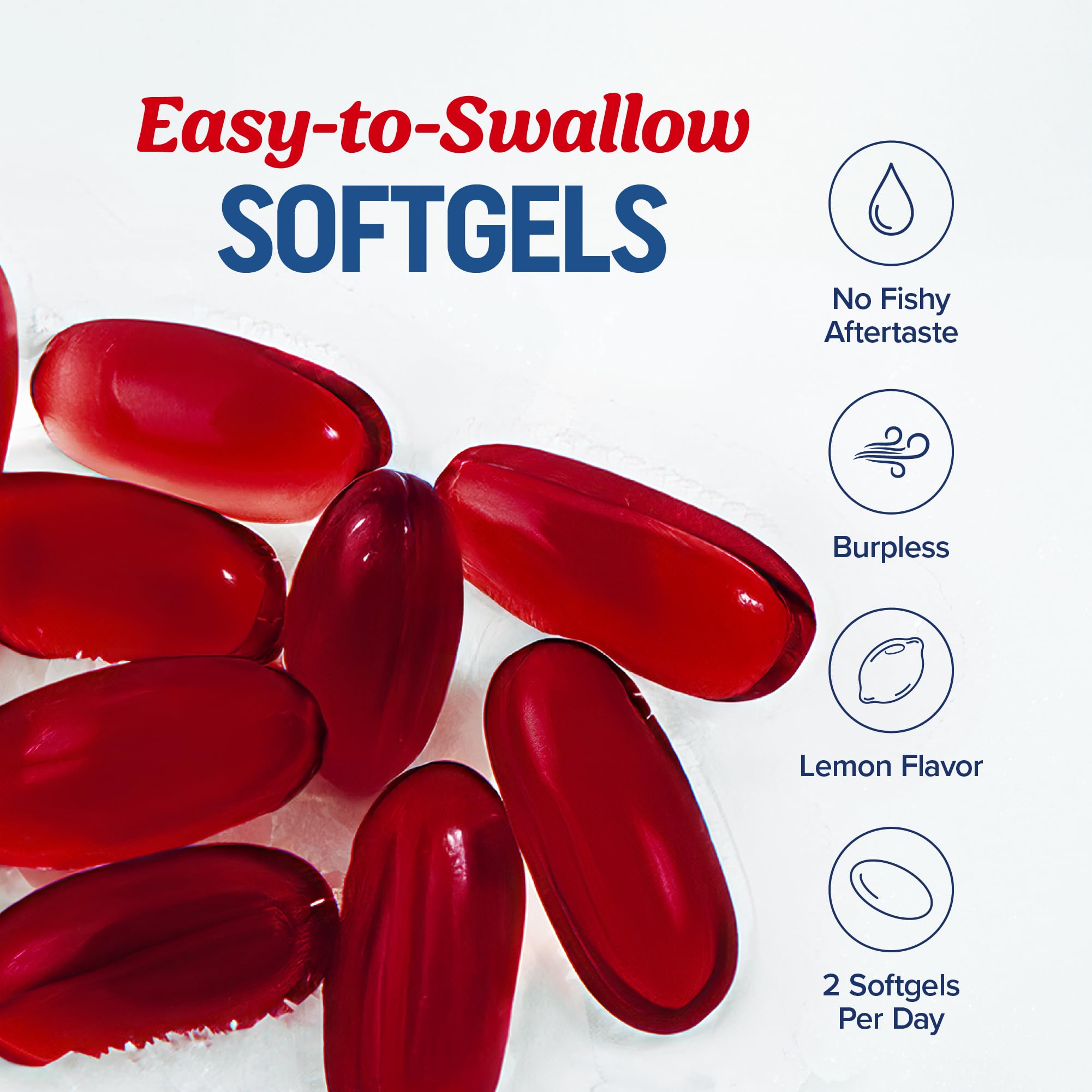 Lemon-flavored burpless Omega-3 fish oil capsules