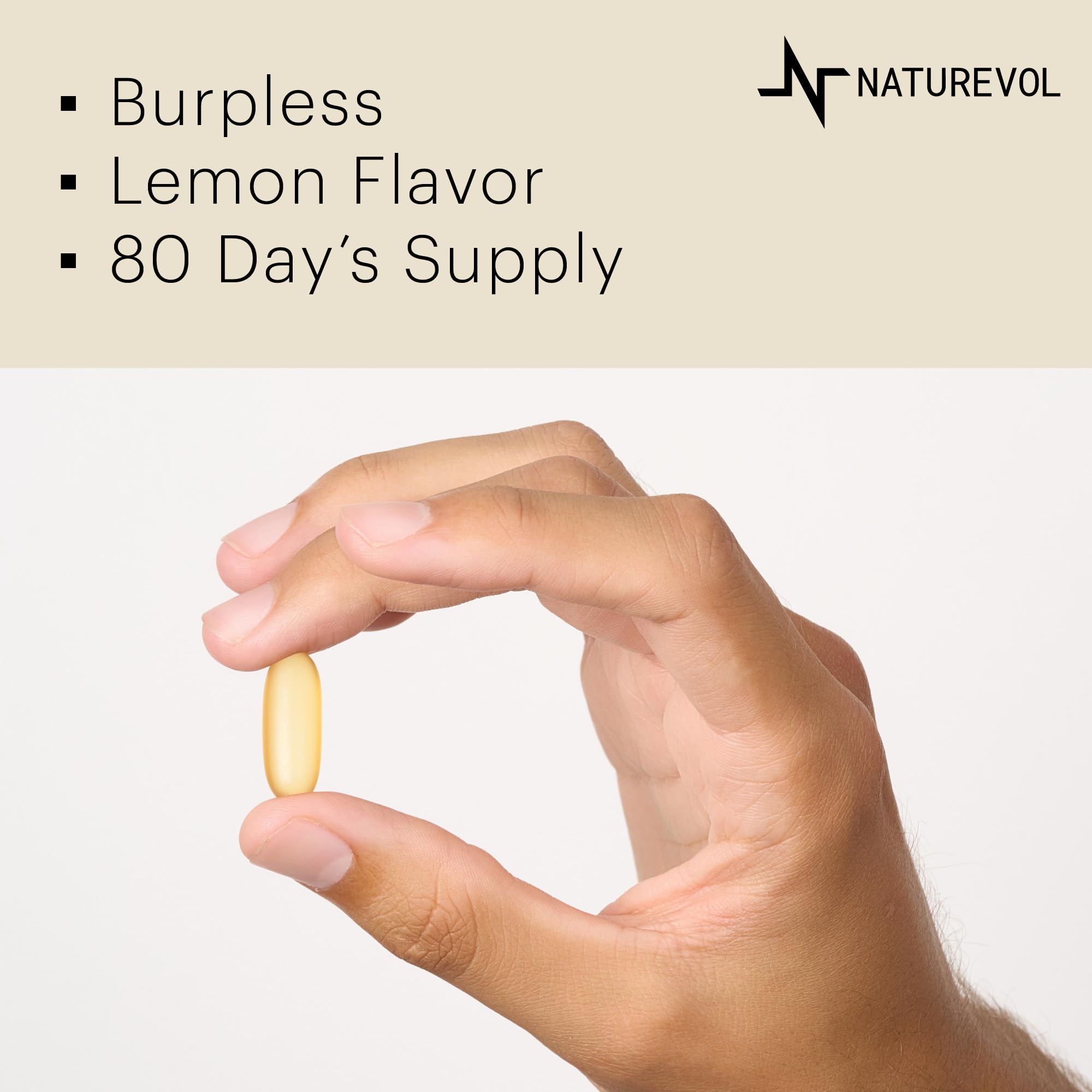 Lemon-flavored omega-3 fish oil softgels