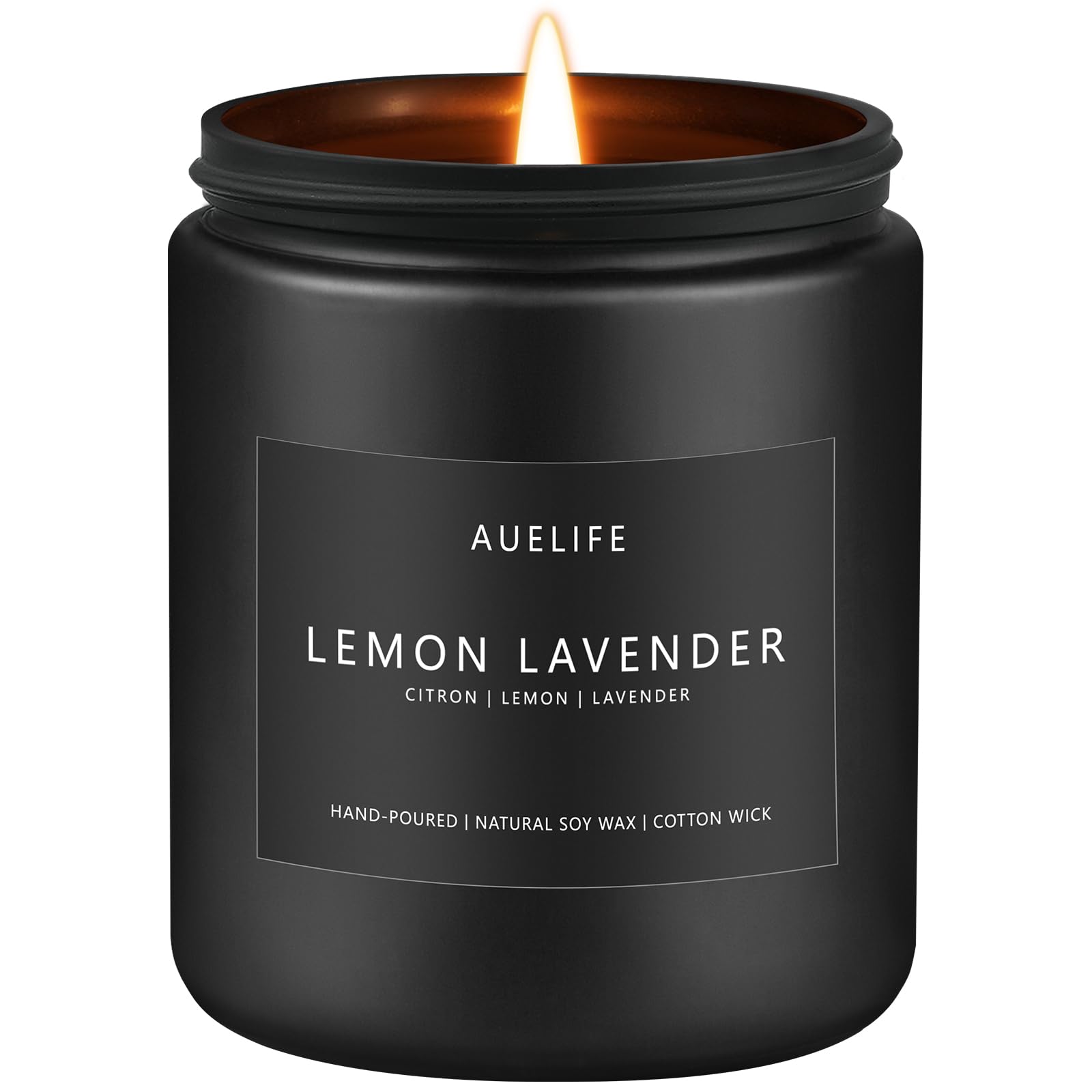 Lemon Lavender Candle 7oz soy wax in a clear glass jar
