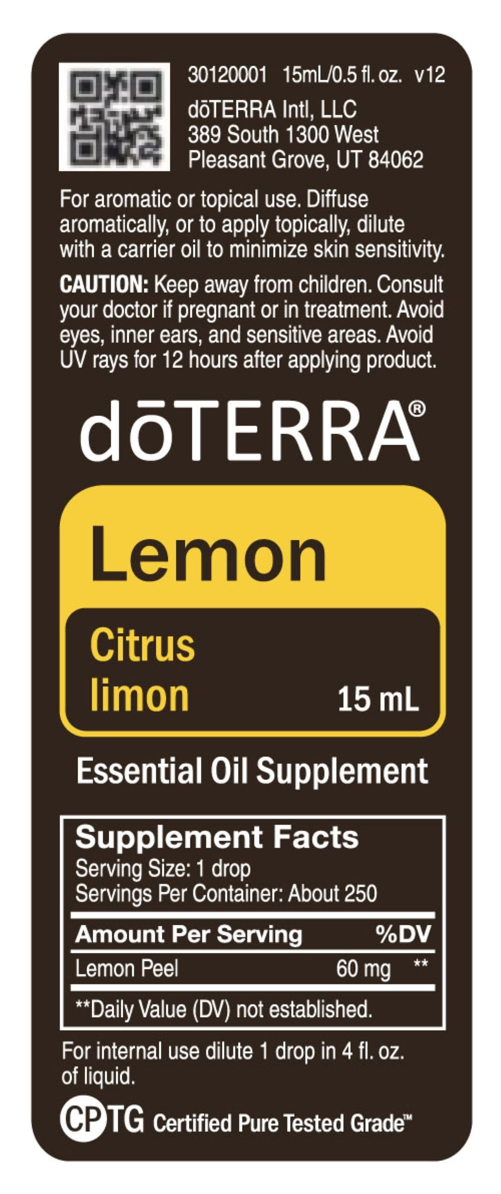 DoTerra lemon oil for internal use (as directed)