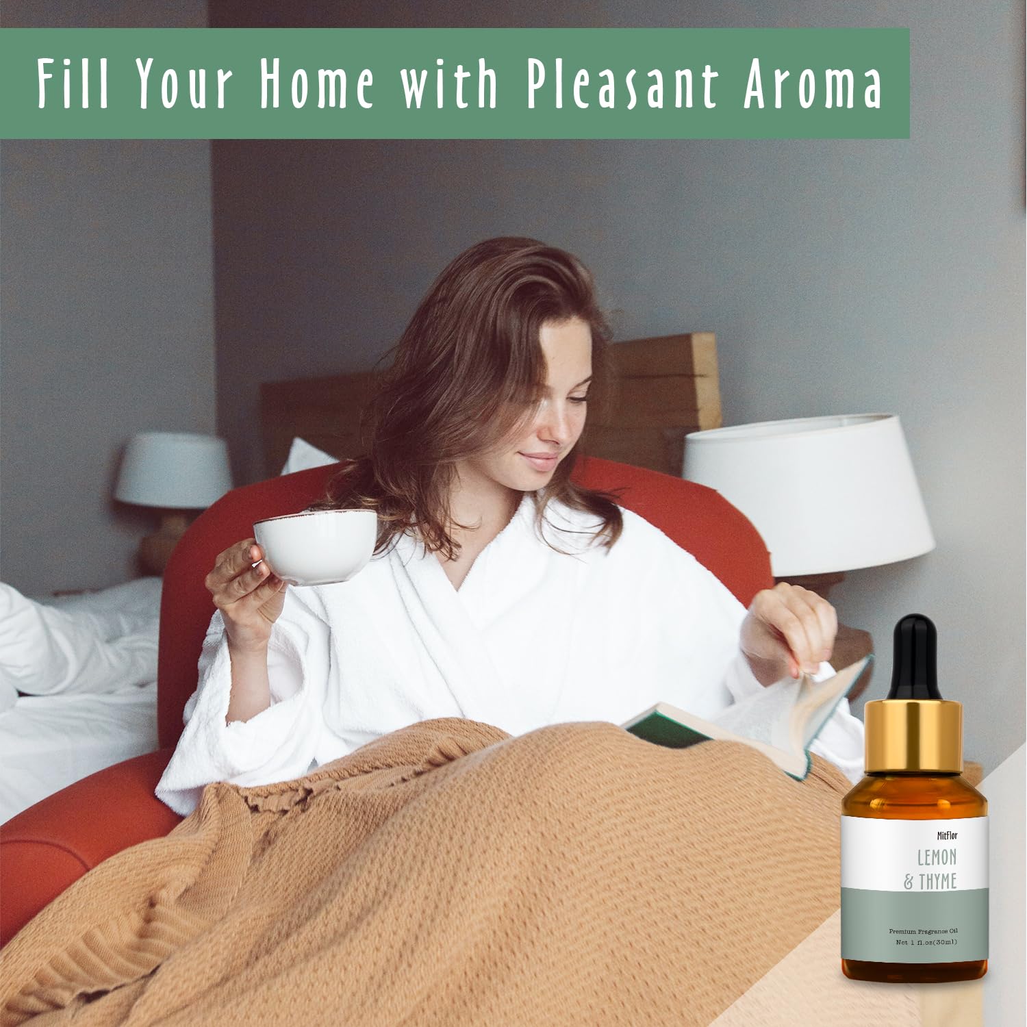 Diffuse-ready Lemon & Thyme fragrance oil in bottle