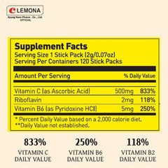 Lemon-flavored vitamin C stick ready to open
