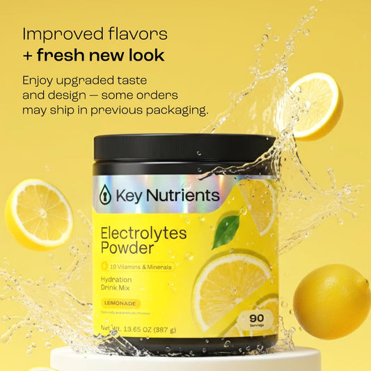 Lemonade electrolyte powder bottle front view.