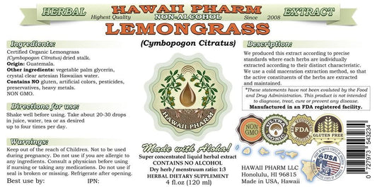 Liquid Lemongrass Alcohol-Free glycerite bottle with ingredients