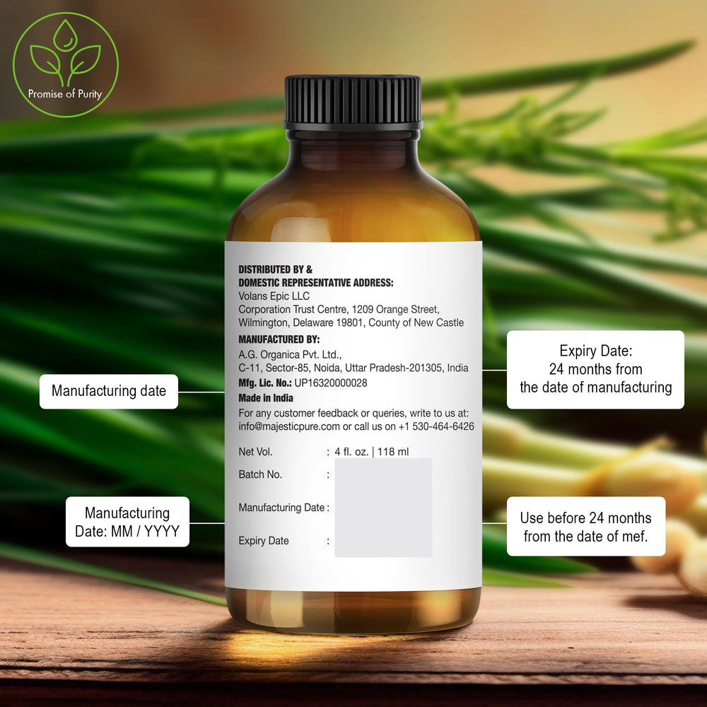 Lemongrass essential oil for diffusers and aromatherapy