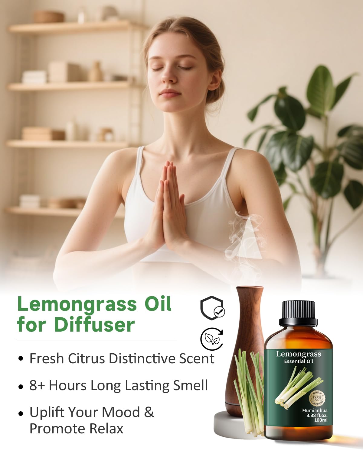Lemongrass oil for aromatherapy diffuser