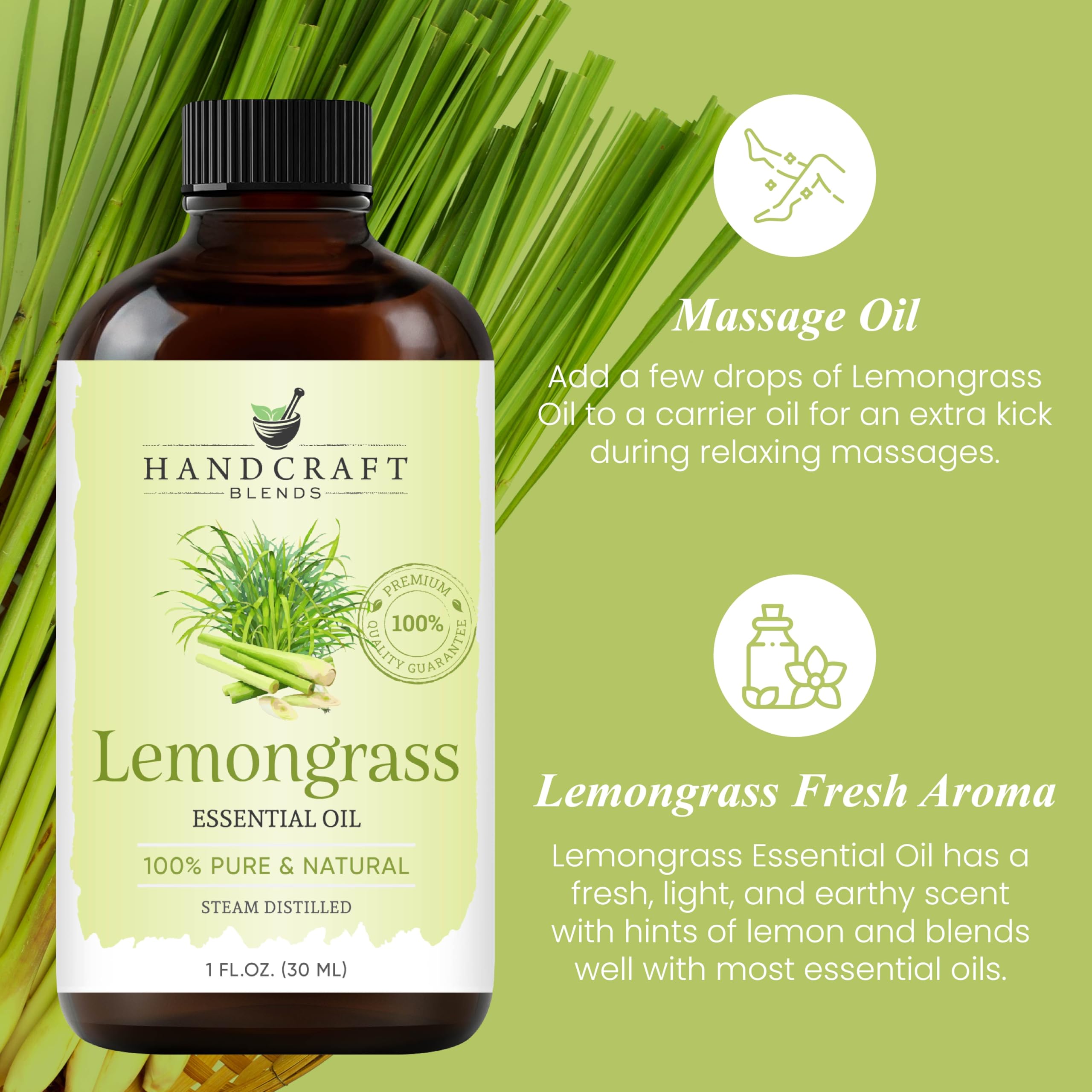 Lemongrass essential oil used with diffuser for aromatherapy