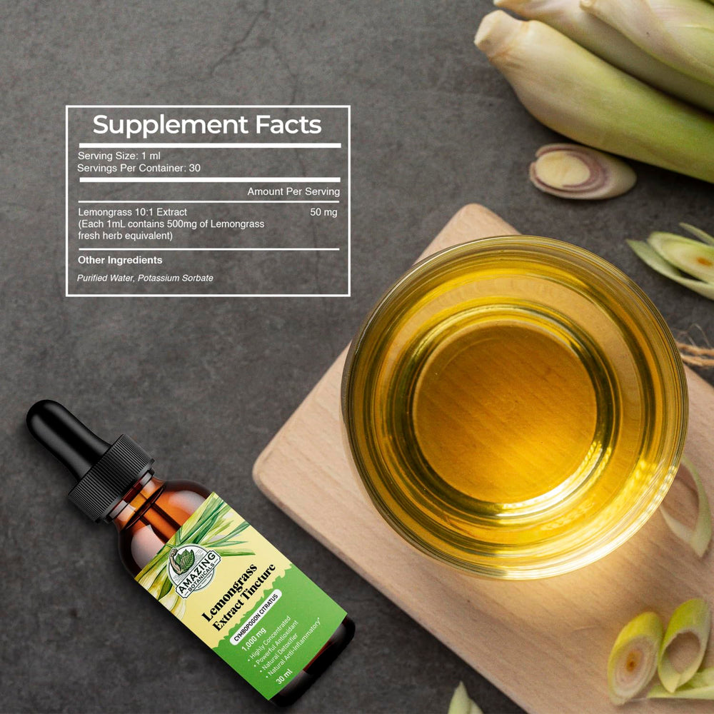 Lemongrass tincture bottle with dropper