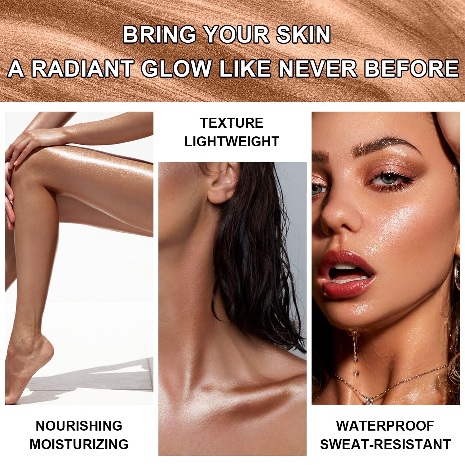LemonSac shimmer oil blends with foundation for an integrated glow.
