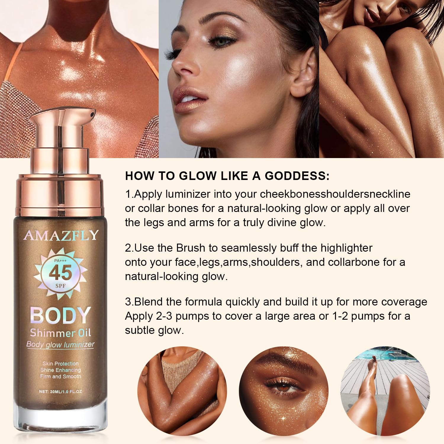 LemonSac lightweight shimmer oil leaves a non-greasy finish.