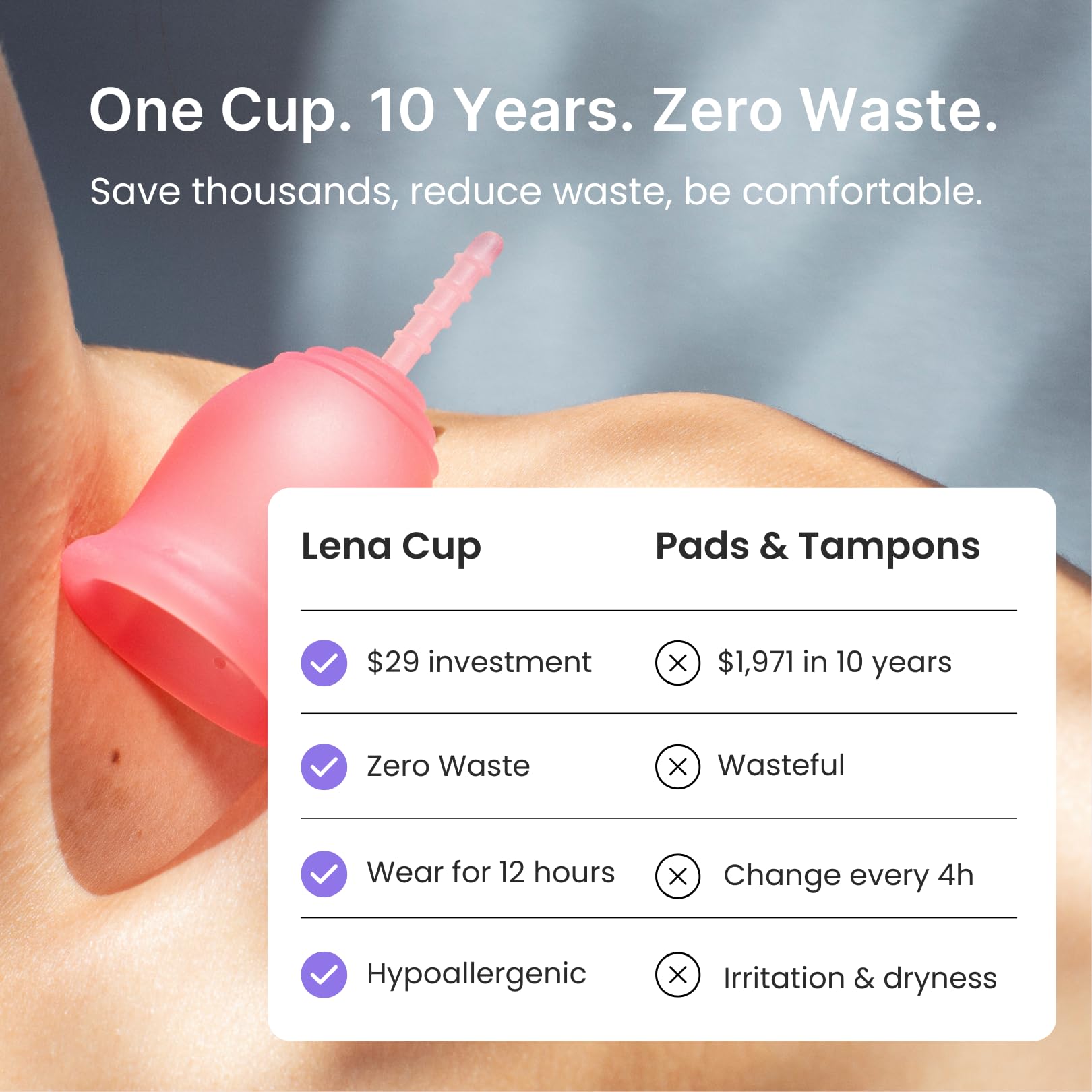 Lena Cup wash container visual highlights easy cleaning routine