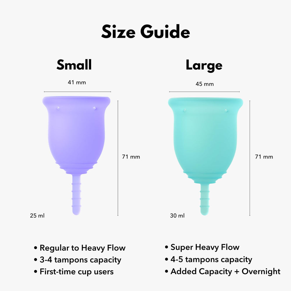 Lena Sensitive Menstrual Cup leak-protection-12h image suggests reliable all-day protection.