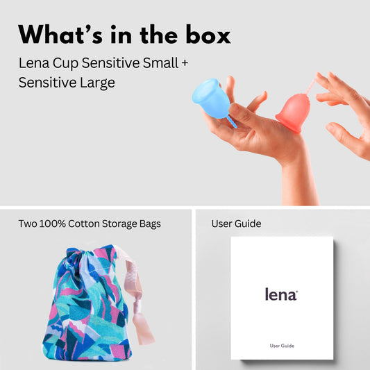 Lena Sensitive Menstrual Cup soft silicone closeup highlights comfortable flexible design.