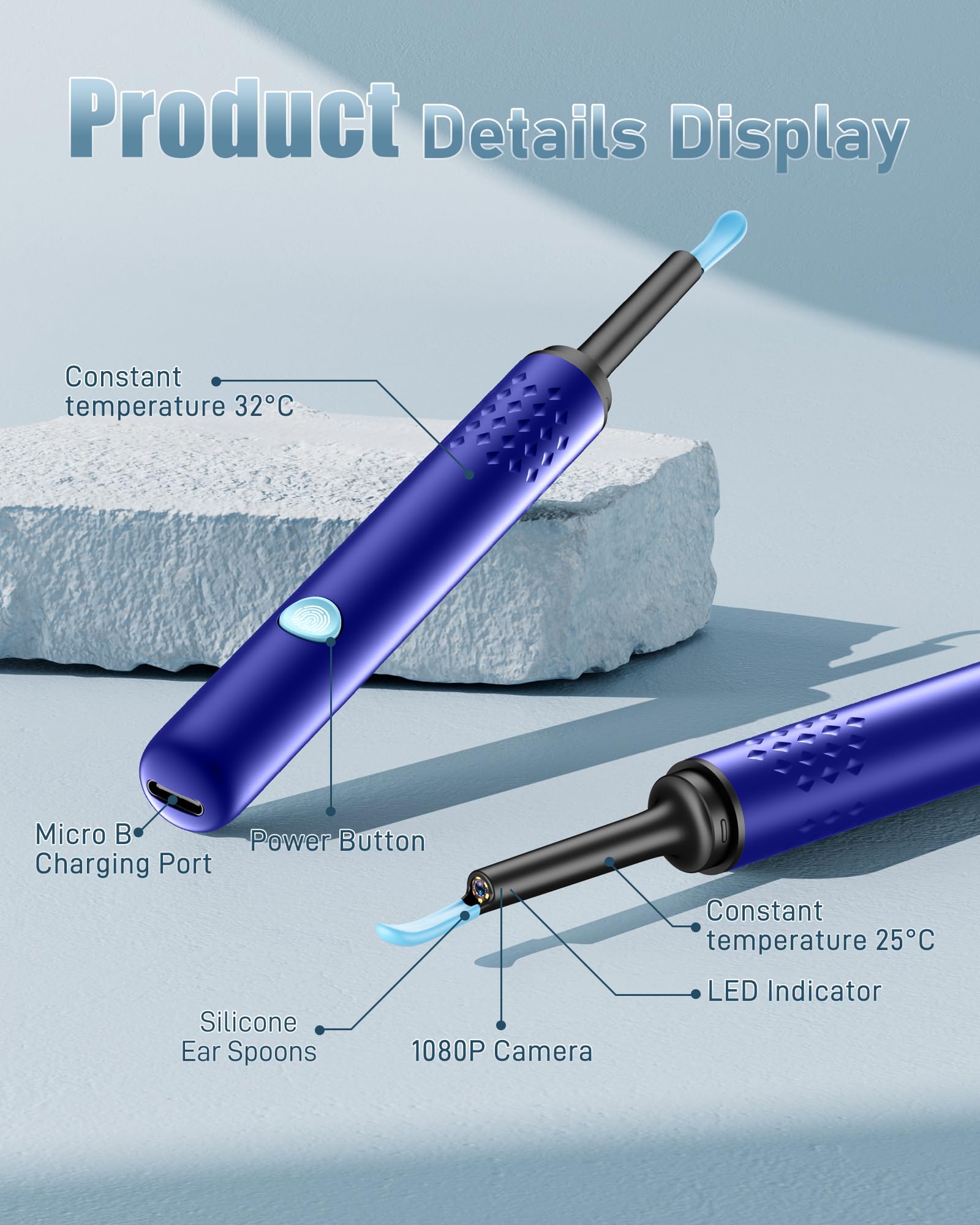 LENGIN ear wax camera connects to Android and iOS devices via app.