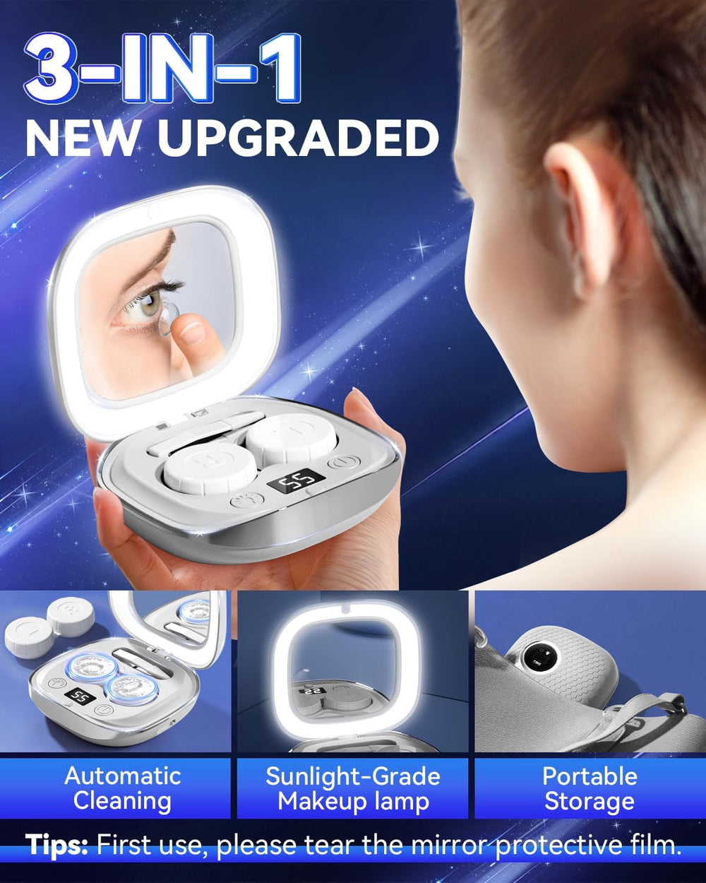 Built-in lighted makeup mirror and makeup lamp for 24-hour eye care