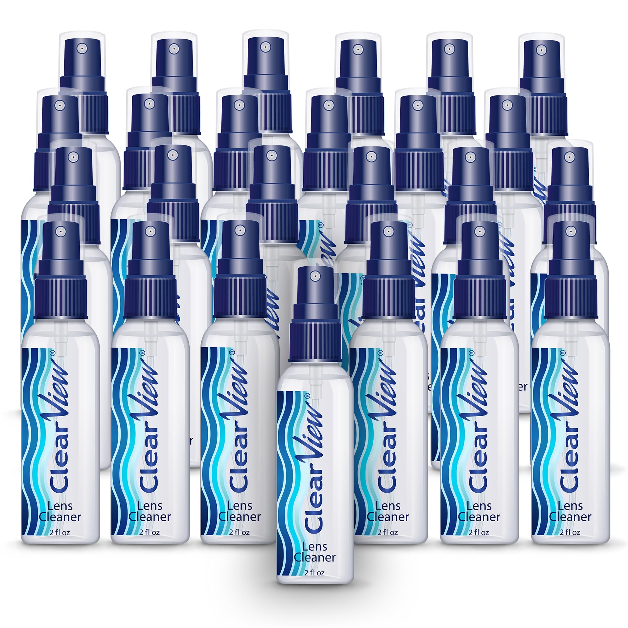Two-ounce travel-size lens cleaner spray bottle with 25-pack