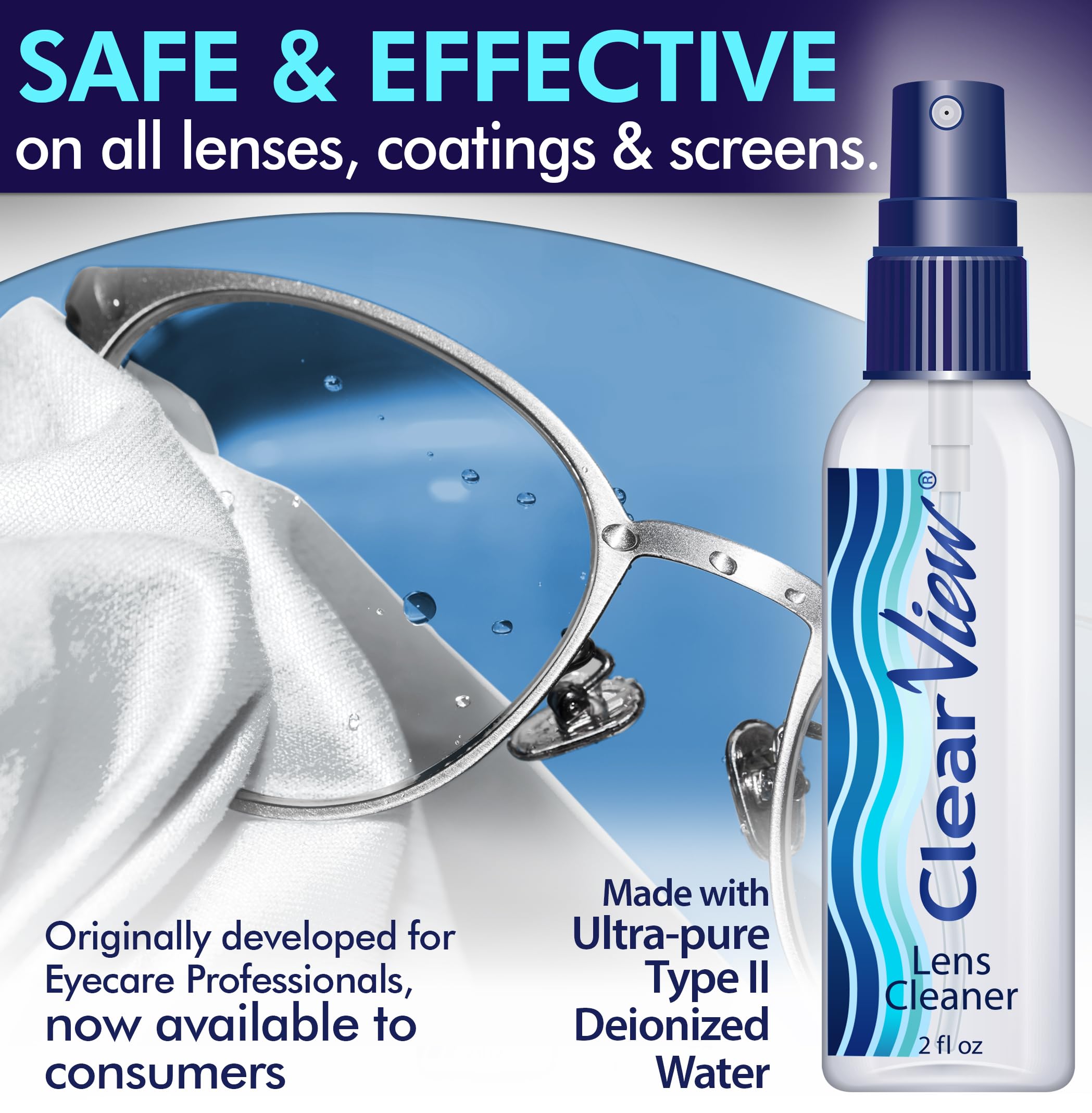 Camera lens being cleaned with lens cleaner spray