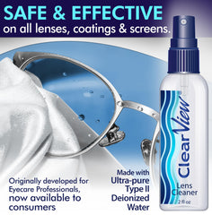 Camera lens being cleaned with lens cleaner spray