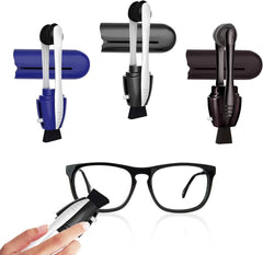 lens cleaner in use with eyeglasses