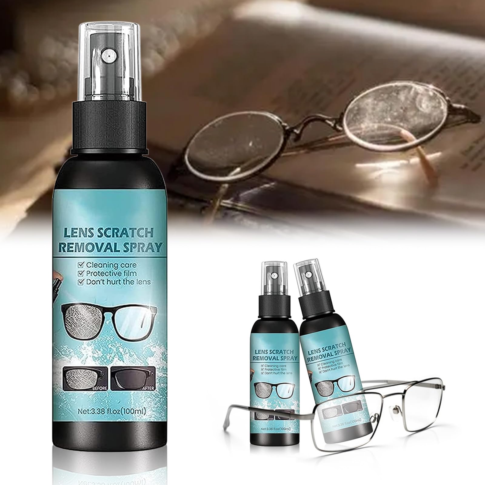 Two-pack lens scratch remover bottle