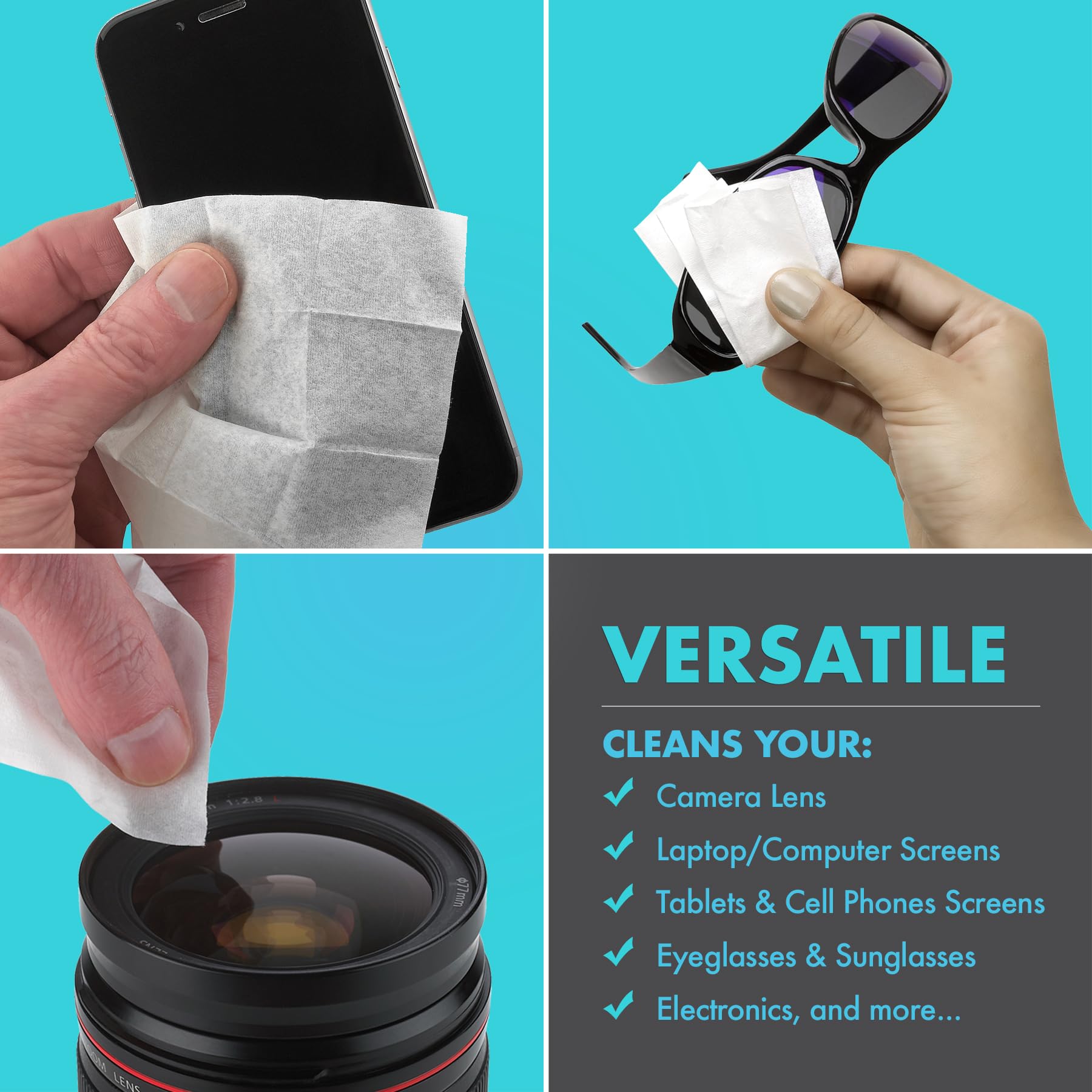 Wipe cleaning a camera lens