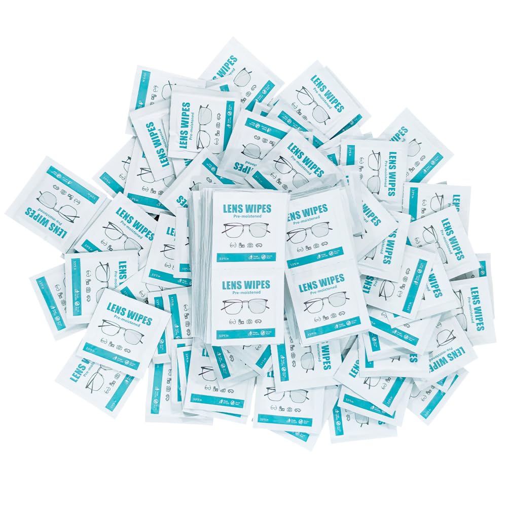 200-count pre-moistened lens wipes for eyeglasses, individually wrapped