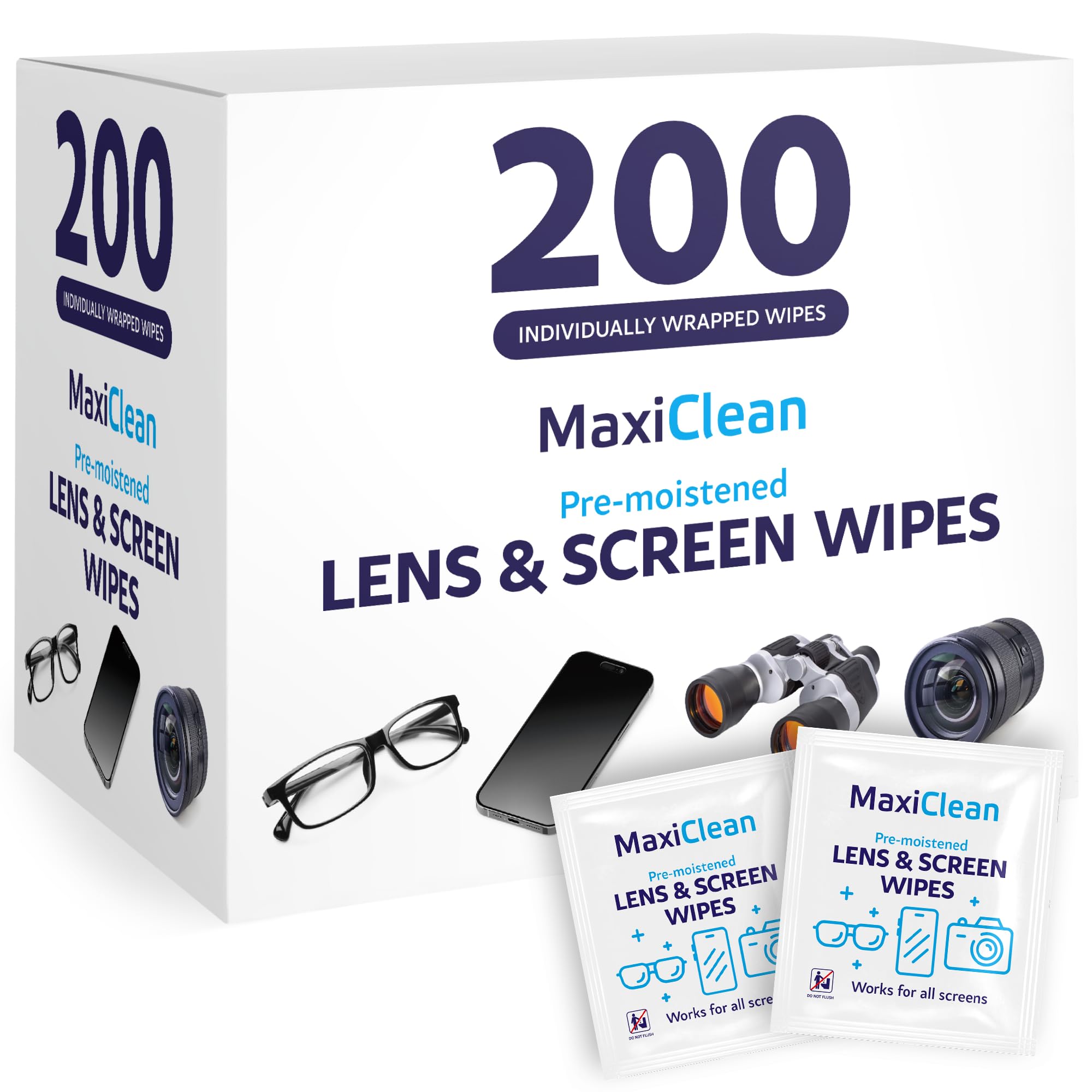 Lens Wipes for Eyeglasses, 200-count, individually wrapped
