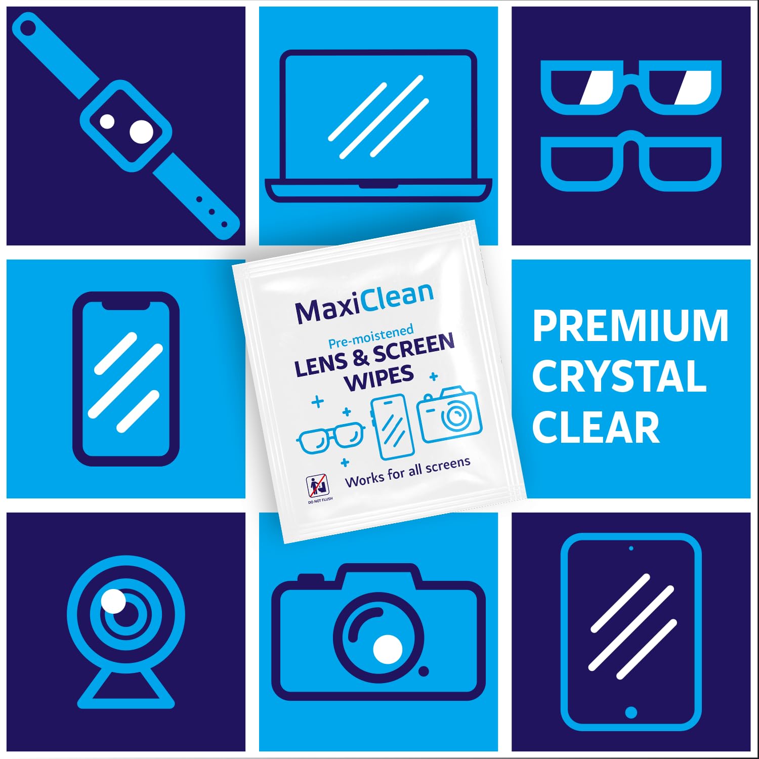 Sunglasses and camera lens cleaned with wipes