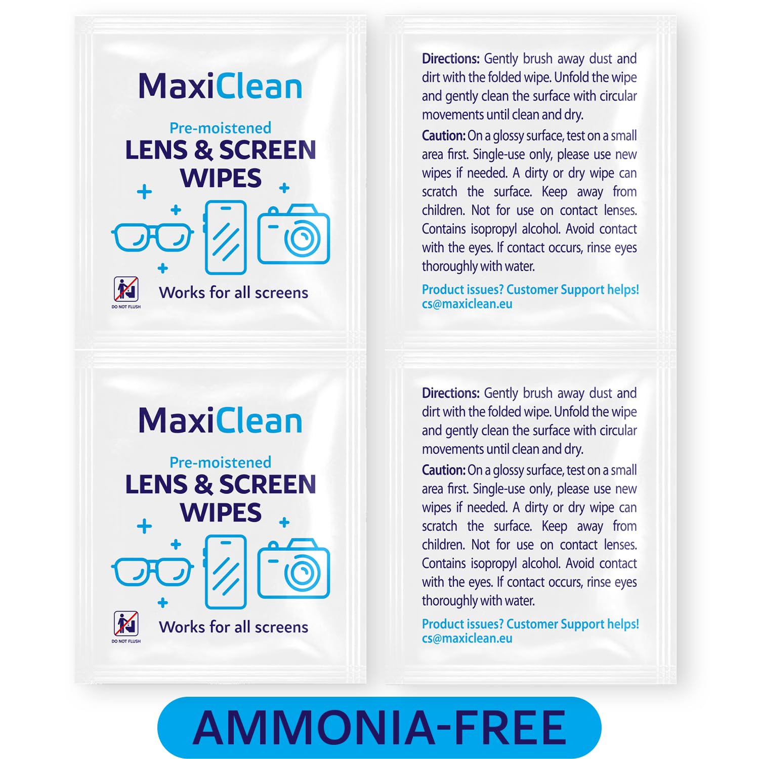 All-purpose lens cleaning wipes for electronics and eyewear