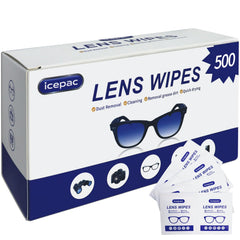 Box of 500 pre-moistened eyeglass lens wipes