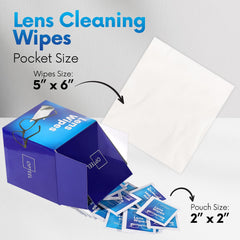 On-the-go cleaning of screens and lenses with lens wipes