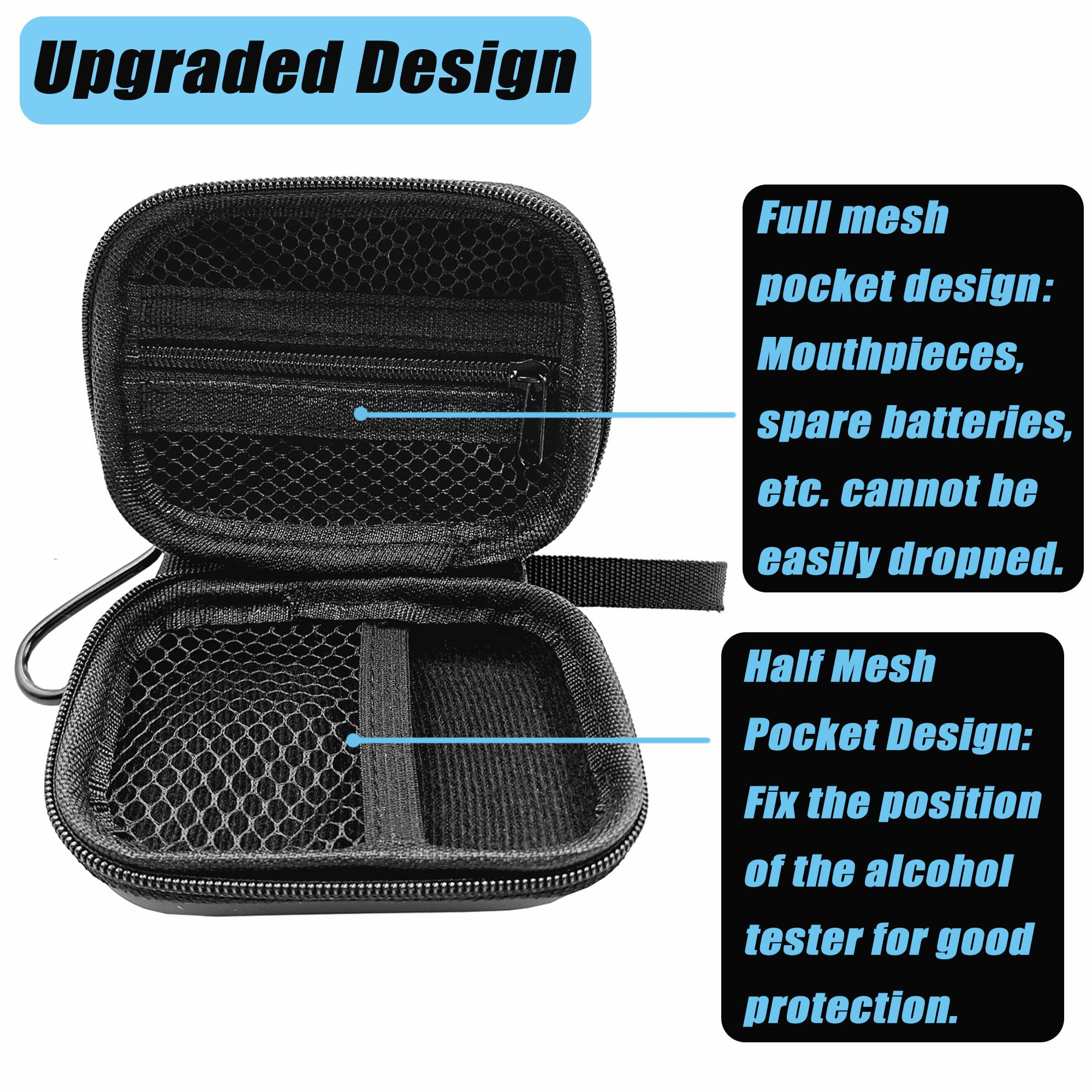 Interior pockets showing half mesh and full mesh with zipper
