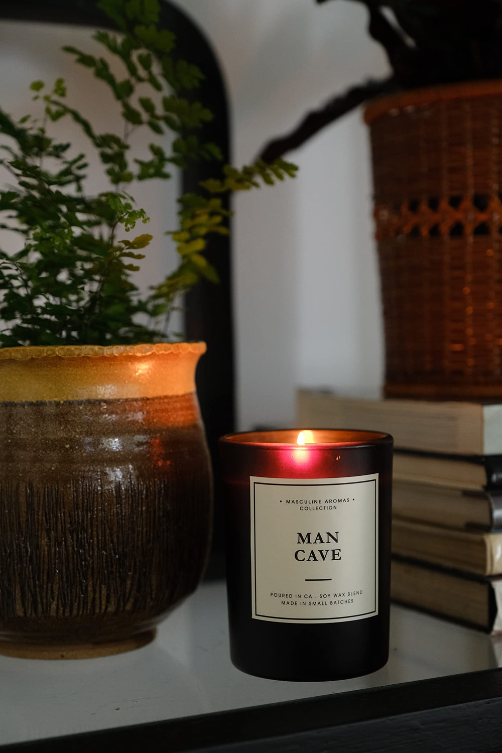 Lead-free wick candle burning with a slow, full scent