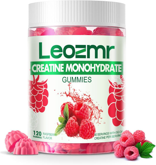 Leozmr Creatine Monohydrate Gummies Raspberry – 120 Gummies