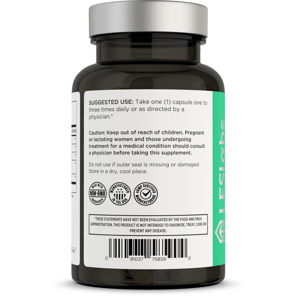 LES Labs Sinus & Seasonal bottle dosage image emphasizing drug-free respiratory support.