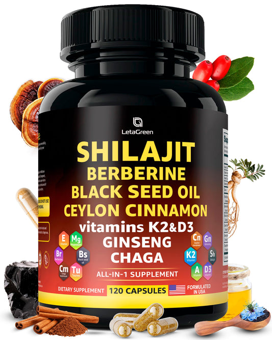 Hero image of LetaGreen Organic Himalayan Shilajit Capsules bottle (120 count)