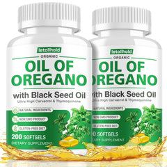 Letollhold Oil of Oregano with Black Seed Oil softgels bottle front