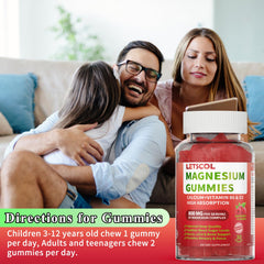 LETSCOL Raspberry Flavoured magnesium glycinate gummies packaging