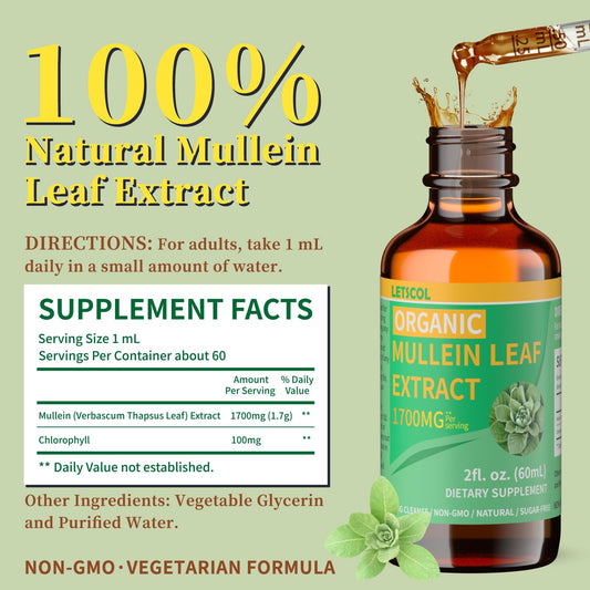 Close-up of Mullein leaf extract showing 1700mg potency