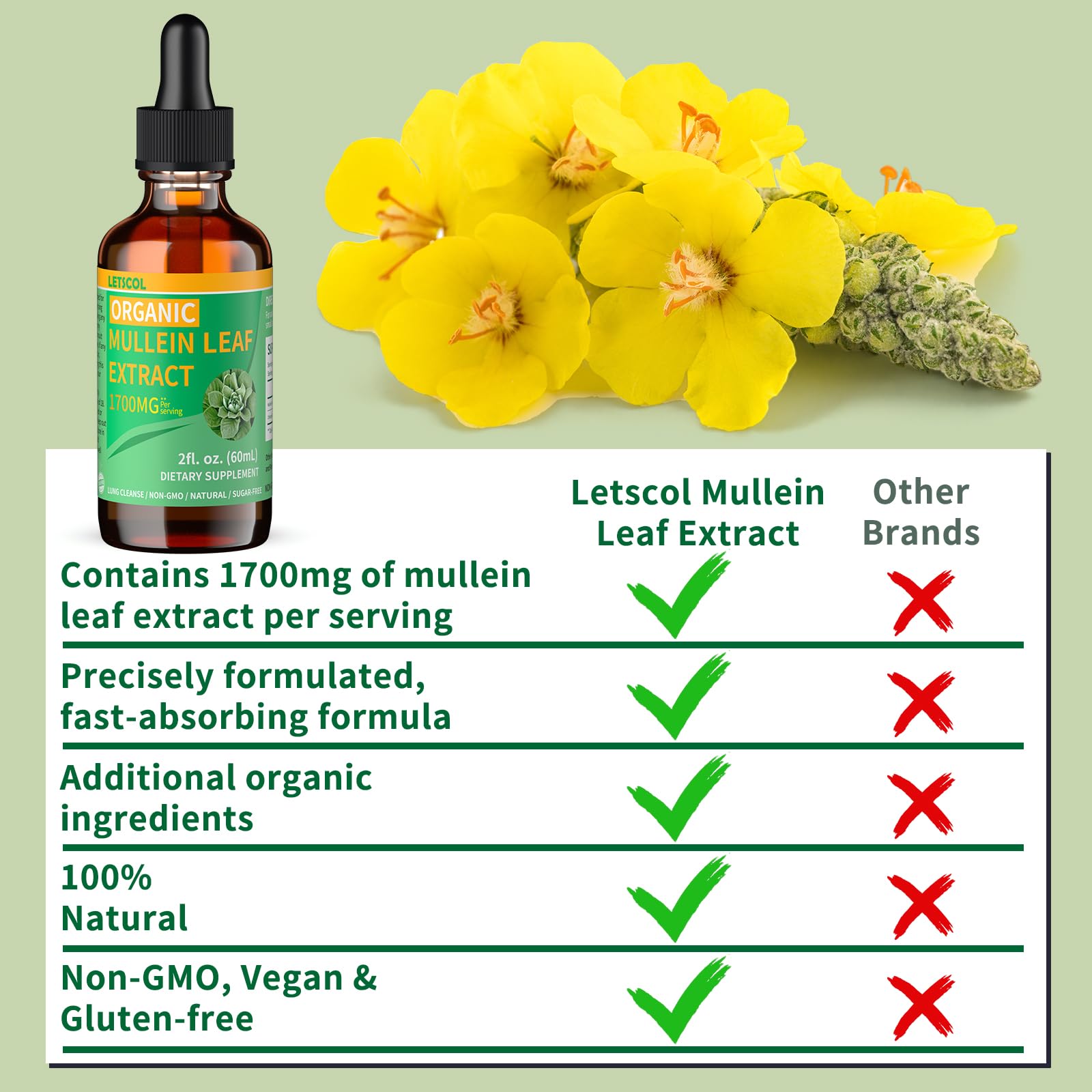 Label indicating Non-GMO, vegan, sugar-free and alcohol-free
