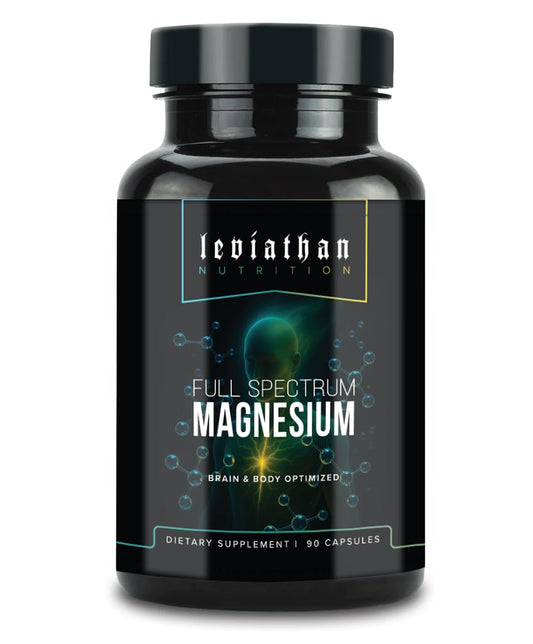 Leviathan Nutrition Full Spectrum Magnesium bottle showing L-Threonate, Pidolate and Glycinate