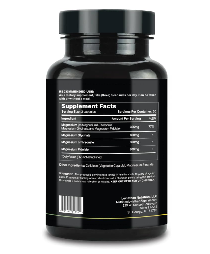 Leviathan Nutrition Full Spectrum Magnesium capsules bottle close-up