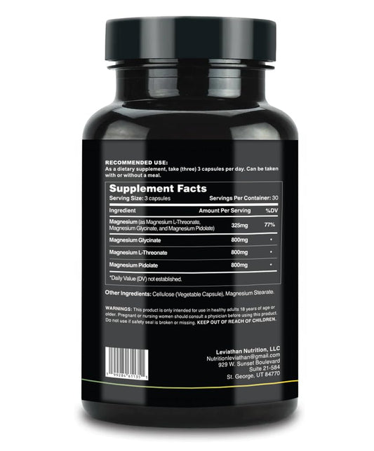 Leviathan Nutrition Full Spectrum Magnesium capsules bottle close-up