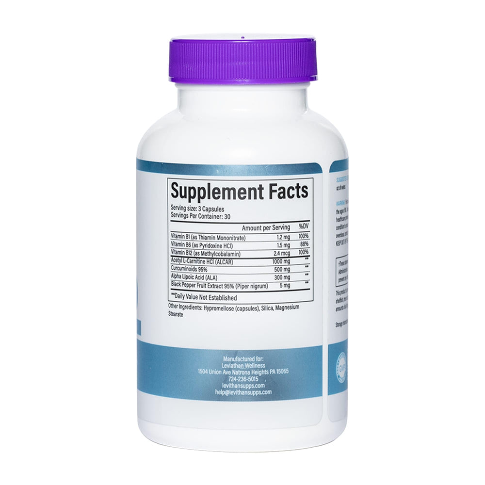 Packaging showing 90 capsules and 30 servings