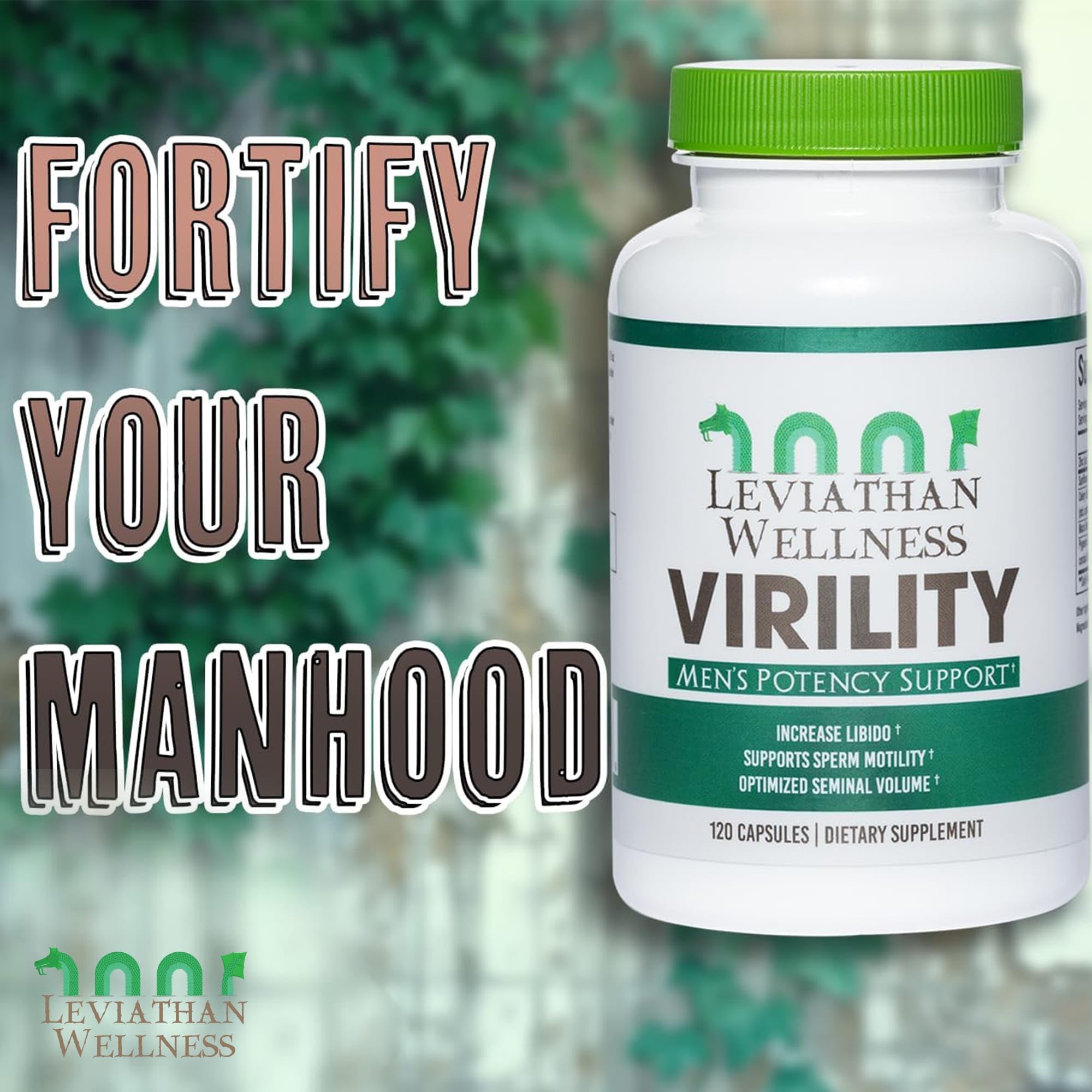 Close-up of 120 capsules for Leviathan Virility