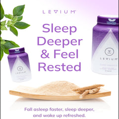 Close-up of Levium Sleep Formula bottle label detailing ingredients